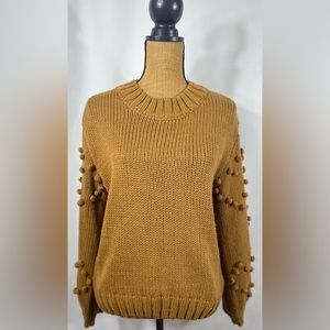 Frilly Magnolia Boutique Knit Sweater with Pom Pom Heart Sleeves